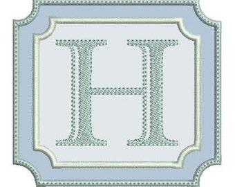 Double Square Font Frame Applique Embroidery Design- Instant Download