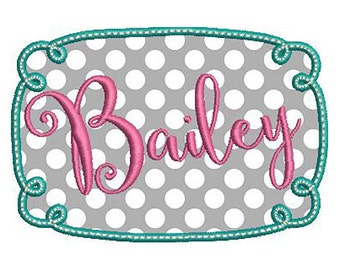 Doodle Font Frame Applique Embroidery Design- Instant Download