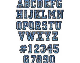 3 Color College Embroidery Font - Instant Download