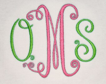 Swirly Monogram Embroidery Font Set - Instant Download