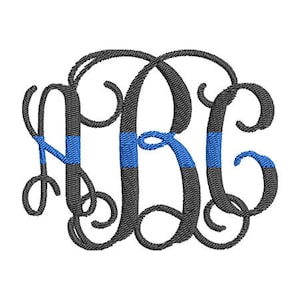 Blue Line Interlocking Police Monogram Embroidery Font- Instant Download
