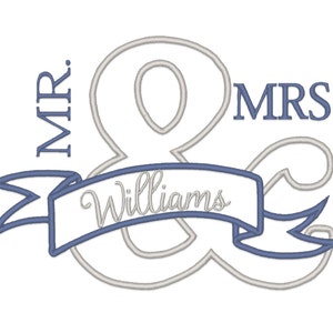 MR & MRS Wedding Applique Design - Instant Download