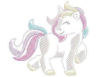 Sketch Unicorn Machine Embroidery Design - Instant Download
