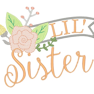 Little Sister Floral Embroidery Design- Instant Download