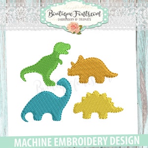 Mini Dinosaurs Machine Embroidery Design Set - Instant Download