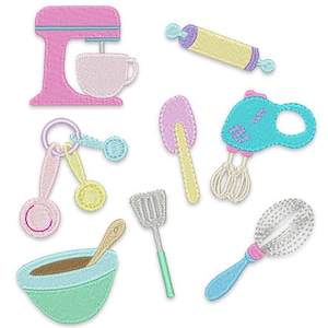 Kitchen Mini&#39;s Embroidery Design Set - Instant Download