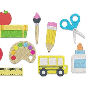 School Minis Machine Embroidery Design Set- Instant Download