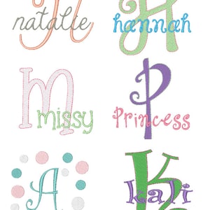 Girls Embroidery Font Set - Instant Download