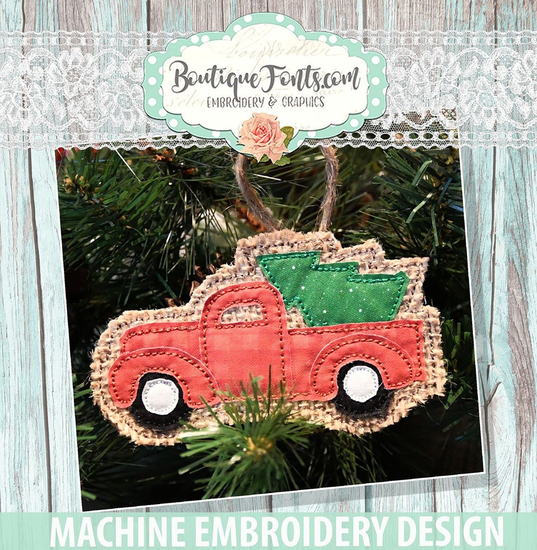 Christmas Tree Truck Ornament Christmas Embroidery Design Instant