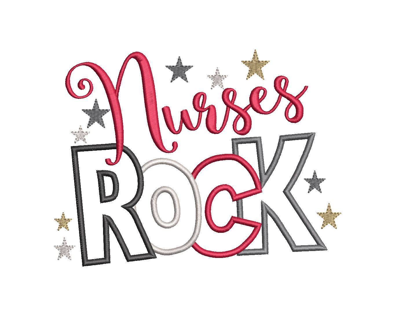 Nurses Rock Applique Embroidery Design Instant Download Etsy