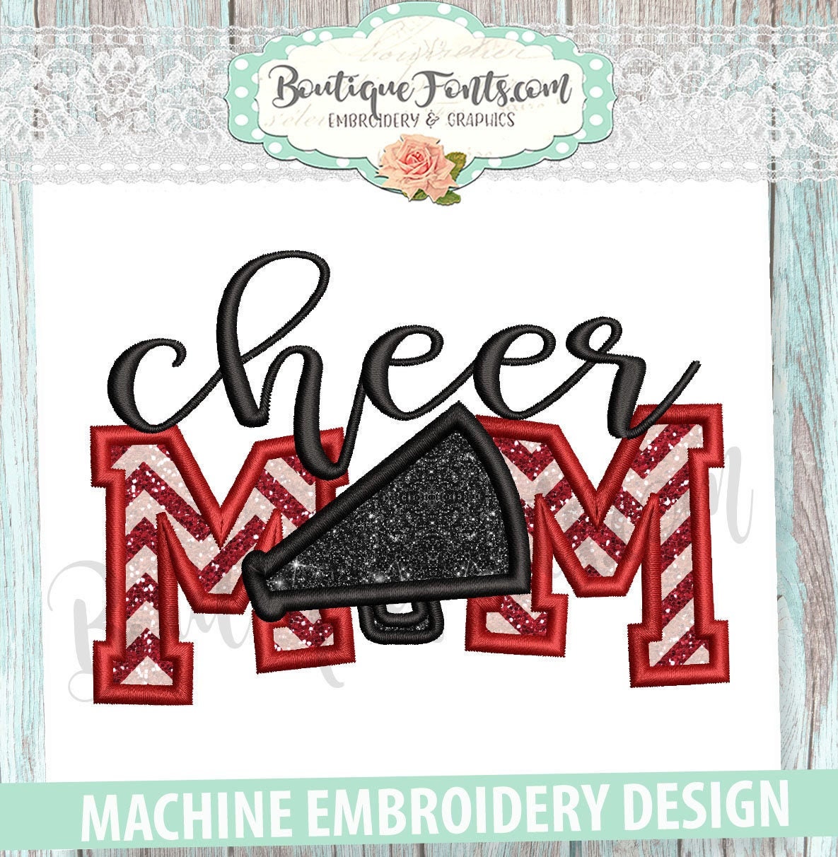 Cheer Mom Applique Embroidery Design Instant Download - Etsy