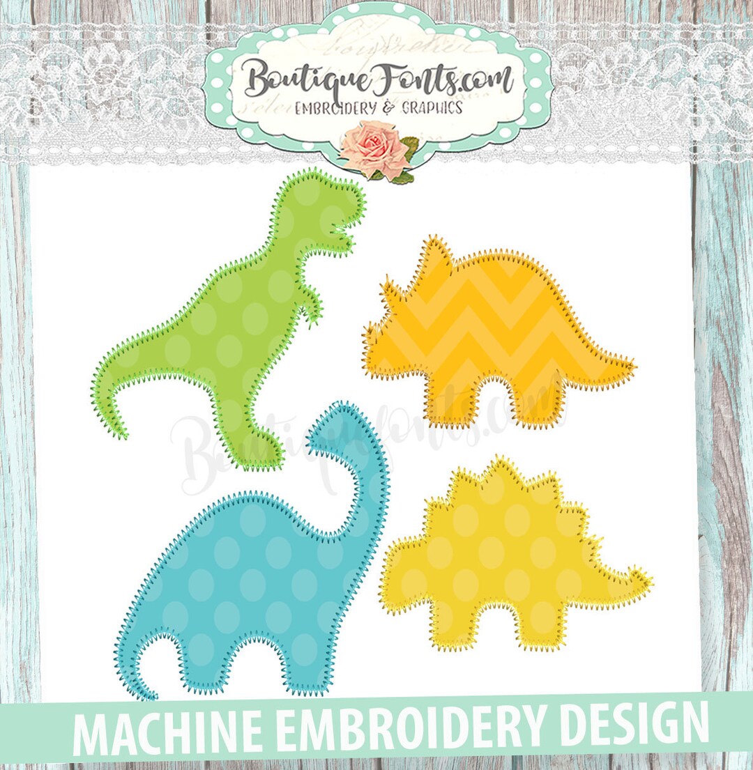 Zigzag Dinosaur Applique Design Embroidery Design Set - Instant ...