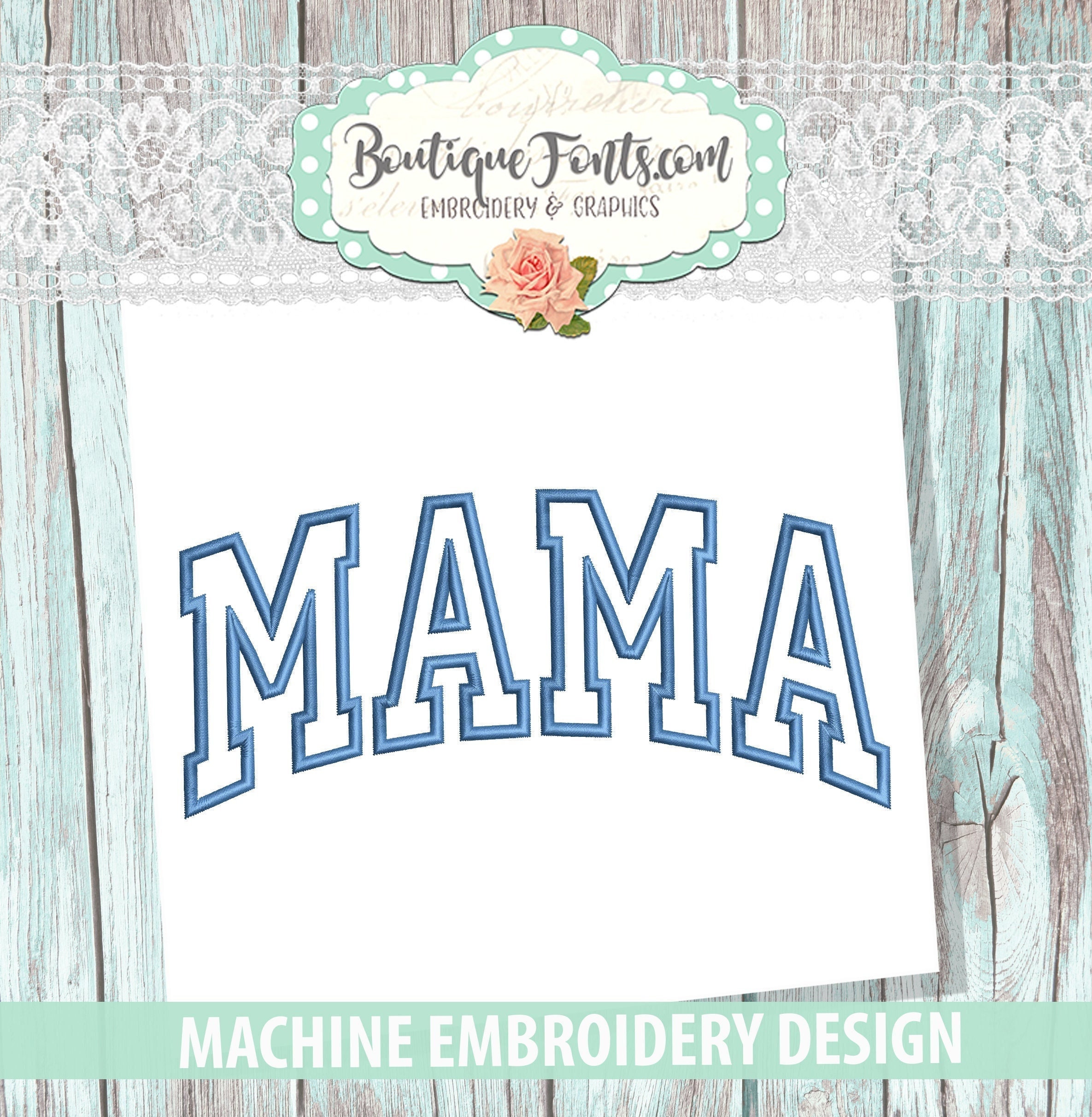Mama Applique Machine Embroidery Design - Instant Download