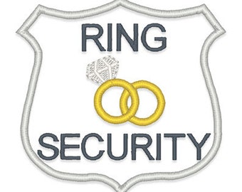 Diseño de bordado de aplique de seguridad de anillo - Descarga instantánea