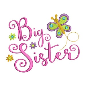 Big Sister Butterfly Embroidery Design- Instant Download