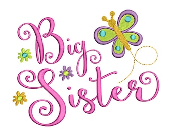 Big Sister Butterfly Embroidery Design- Instant Download
