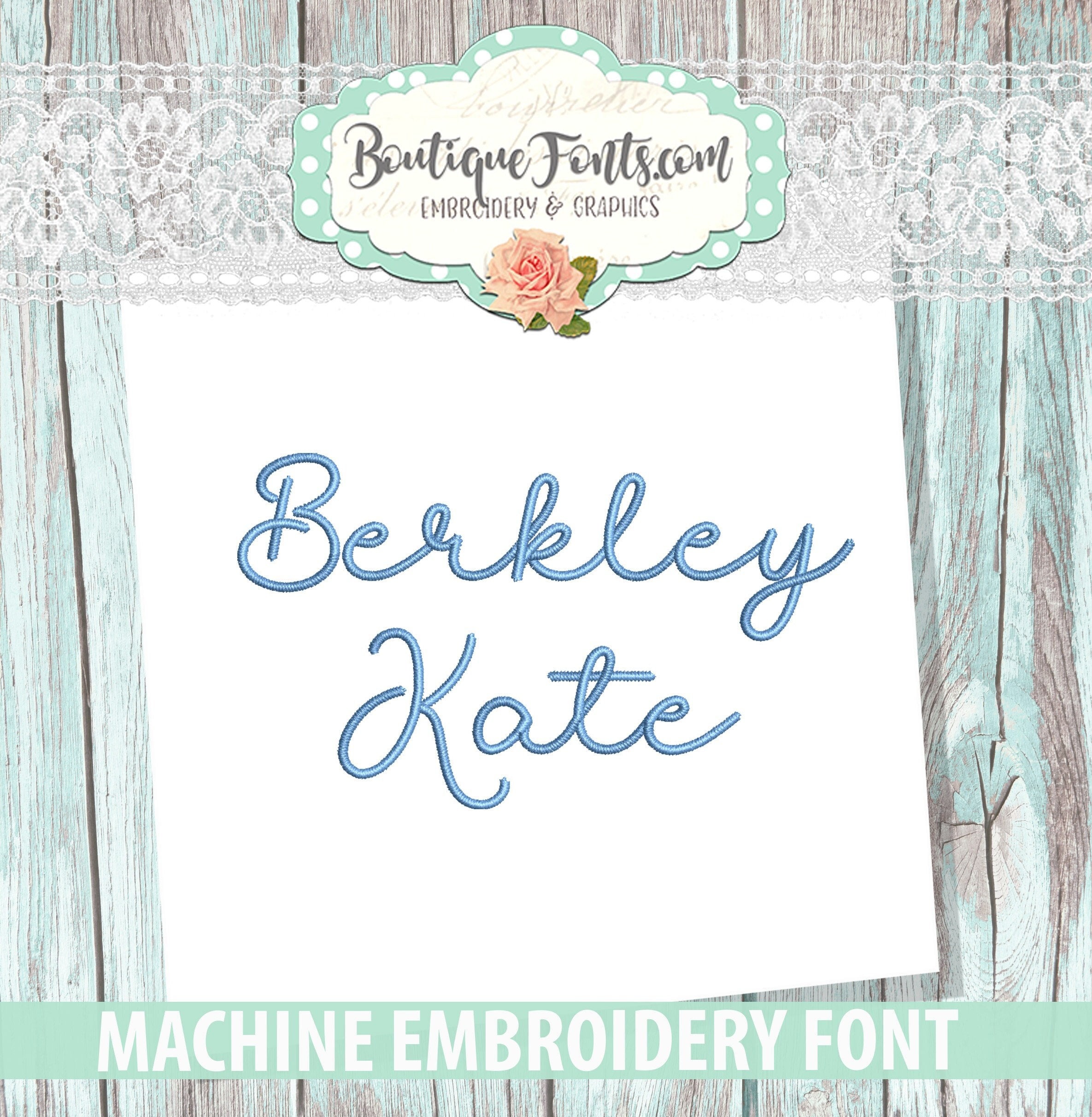 Berkley Kate Script Font Machine Embroidery Font Set - Instant Download