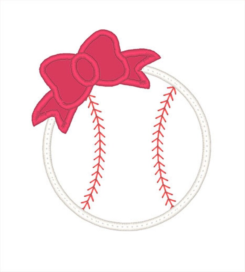 Baseball Bow Applique Embroidery Design instant download Etsy
