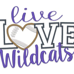 Live Love Wildcats Applique Embroidery Design - Instant Download