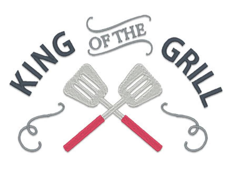 King of the grill embroidery design instant download  etsy
