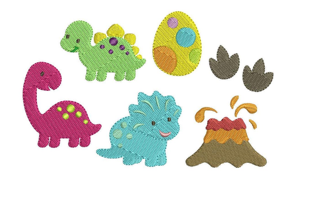 Mini Dinosaur Machine Embroidery Design Set - Instant Download - Etsy