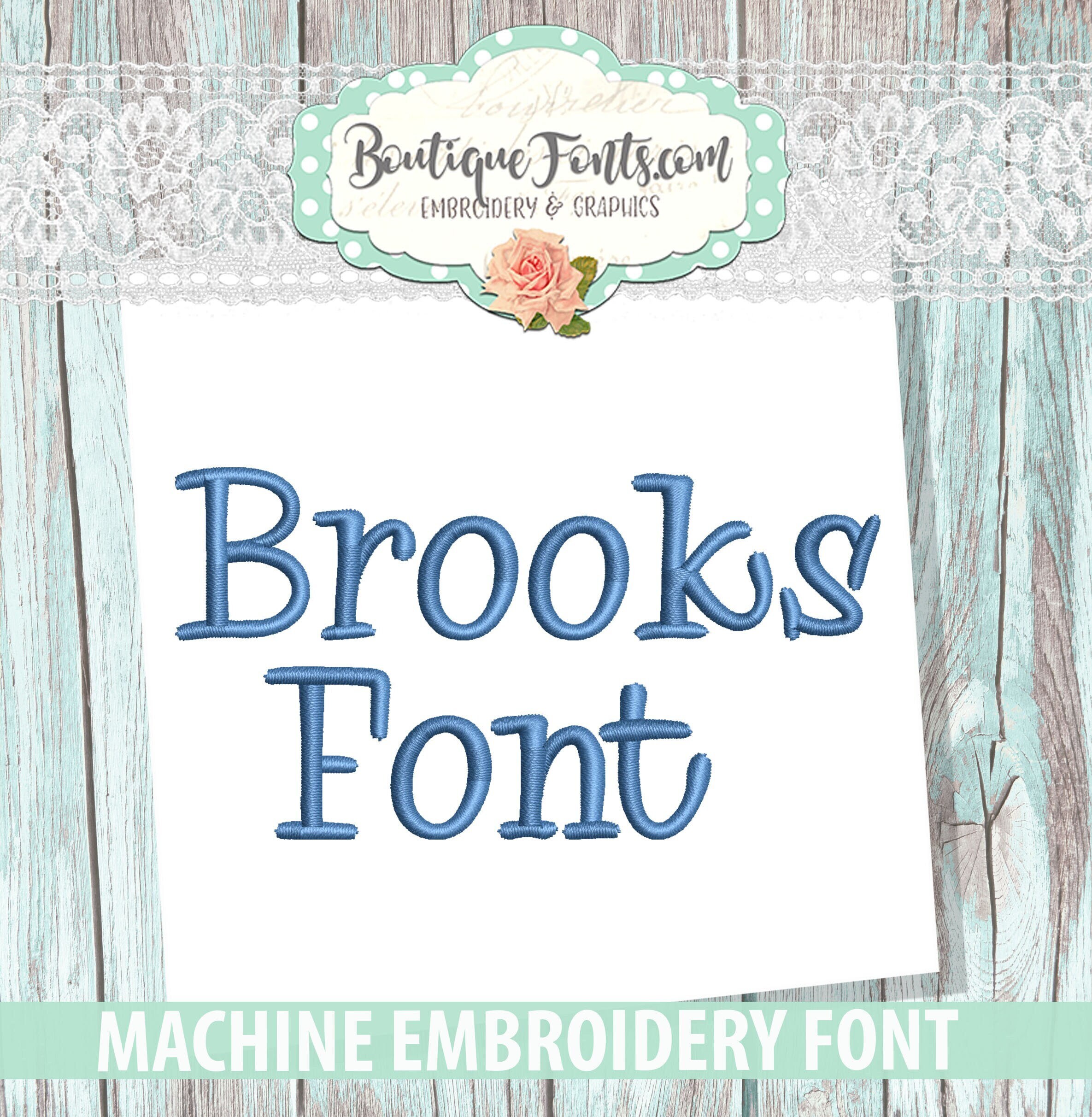 Brooks Font Machine Embroidery Font Set - Instant Download