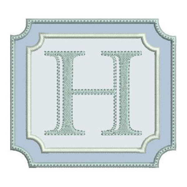 Double Square Font Frame Applique Embroidery Design- Instant Download