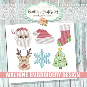 Christmas Sketch Minis Christmas Sketch Embroidery Design Set - Instant Download