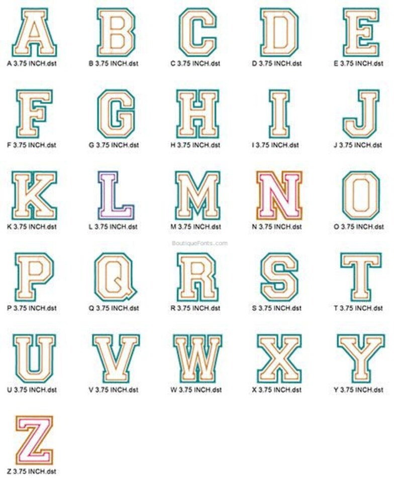 Double Applique Varsity Font Instant Download Etsy