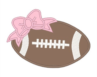 Bow Football Applique Embroidery Design - Instant Download