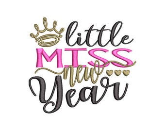 Little Miss New Year Embroidery Design - Instant Download