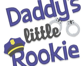 Daddy's Little Rookie Embroidery Design - Instant Download