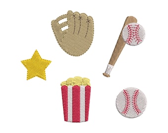 野球ミニチュア刺繍デザインセット - すぐにダウンロード