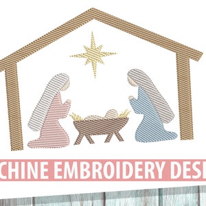 Christmas Nativity Sketch Christmas Embroidery Design - Instant Download