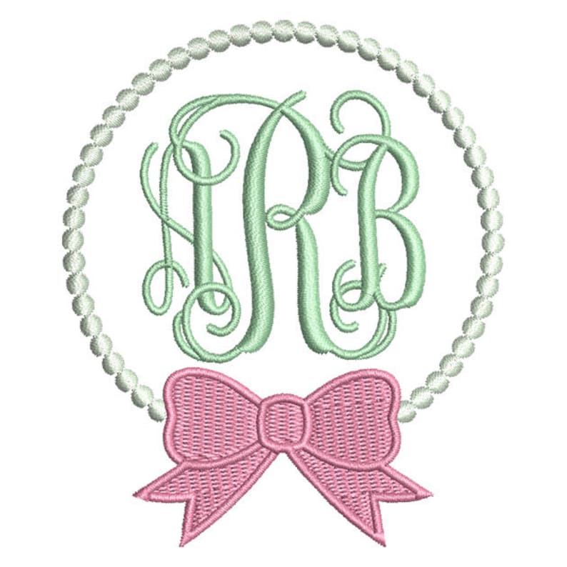 Dot Bow Applique Monogram Frame Embroidery Design Instant Etsy