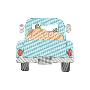 Pumpkin Truck Sketch Embroidery Design - Instant Download