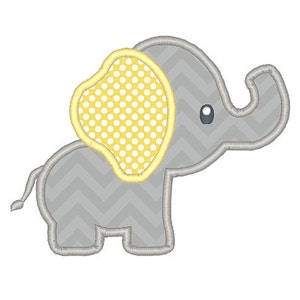 Baby Elephant Applique Embroidery Design - Instant Download