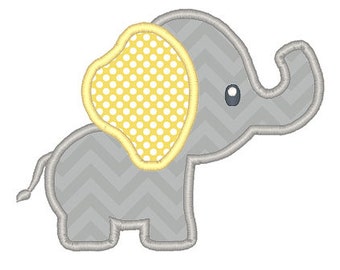 Baby Elephant Applique Embroidery Design - Instant Download