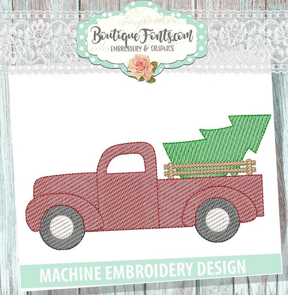 Sketch Christmas Tree Truck Christmas Sketch Embroidery Design - Etsy