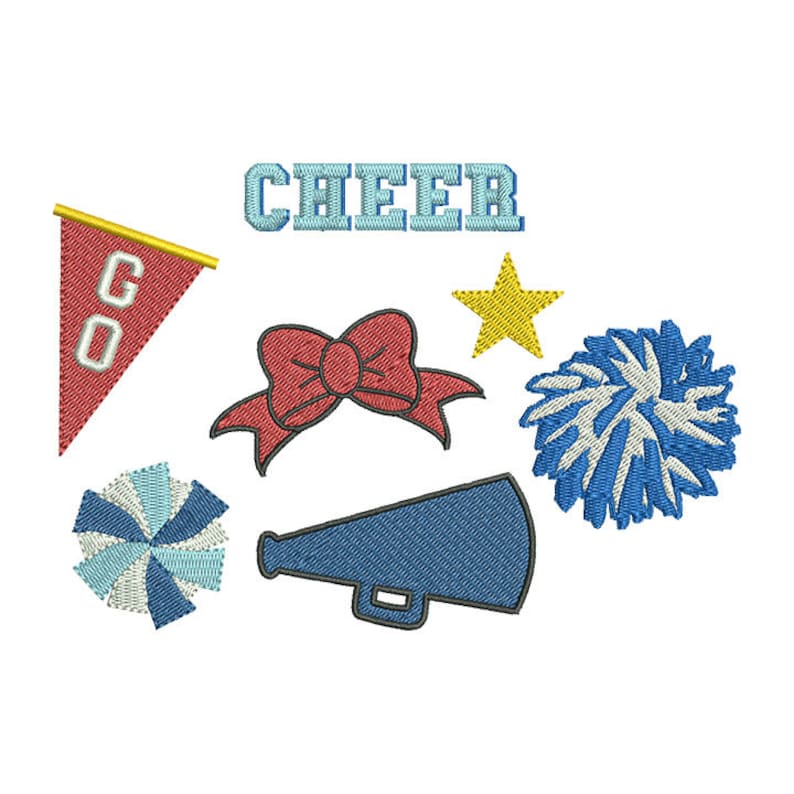 Cheer Mini's Applique Embroidery Design Set Instant Etsy