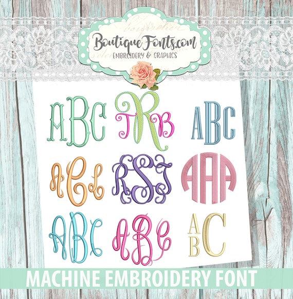 9 Embroidery Monogram Embroidery Font Set BX Font - Instant Download