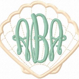 Seashell Monogram Frame Applique Embroidery Design- Instant Download