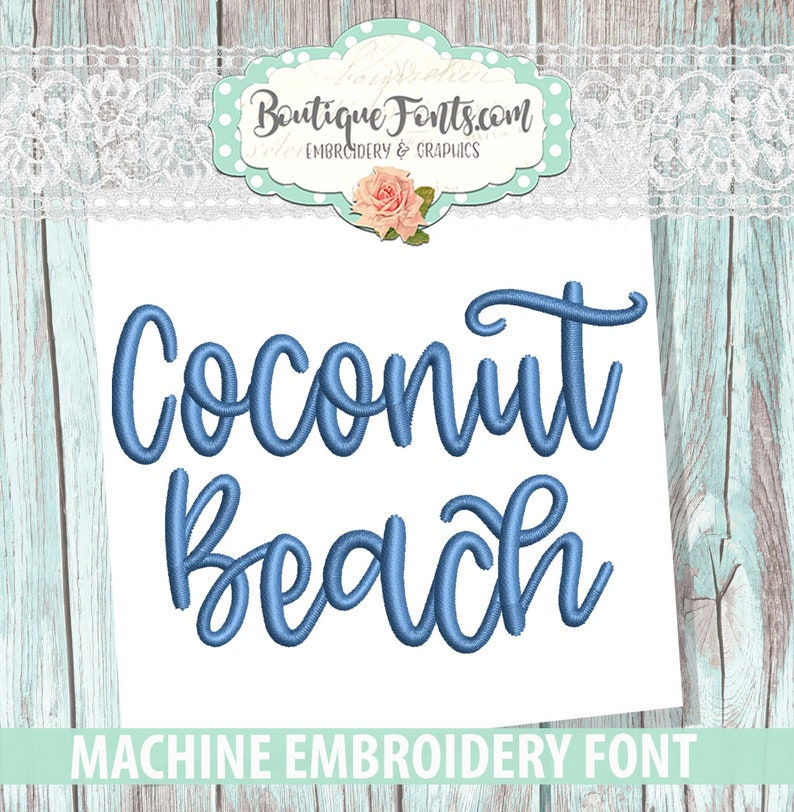 Coconut Beach Script Font Machine Embroidery Font Set - Etsy