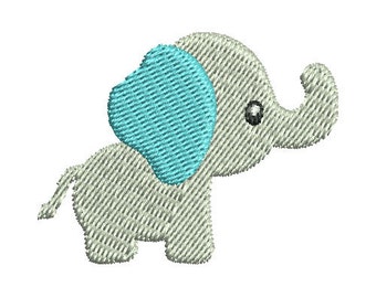Mini Baby Elephant Applique Embroidery Design - Instant Download