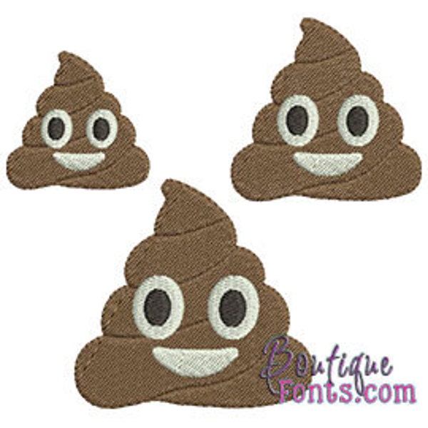 Mini Poop Emoji Embroidery Design Set - Instant Download