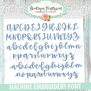 Baby Blue Script Font BX Cursive Machine Embroidery Font | Handwritten ...