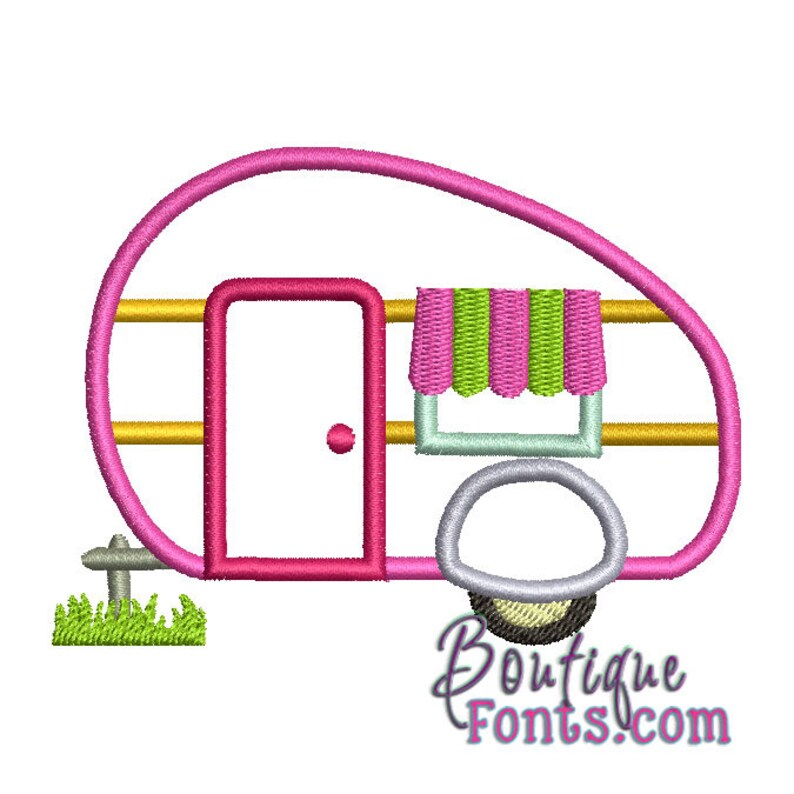 RV Camper Applique Embroidery Design Instant Download Etsy