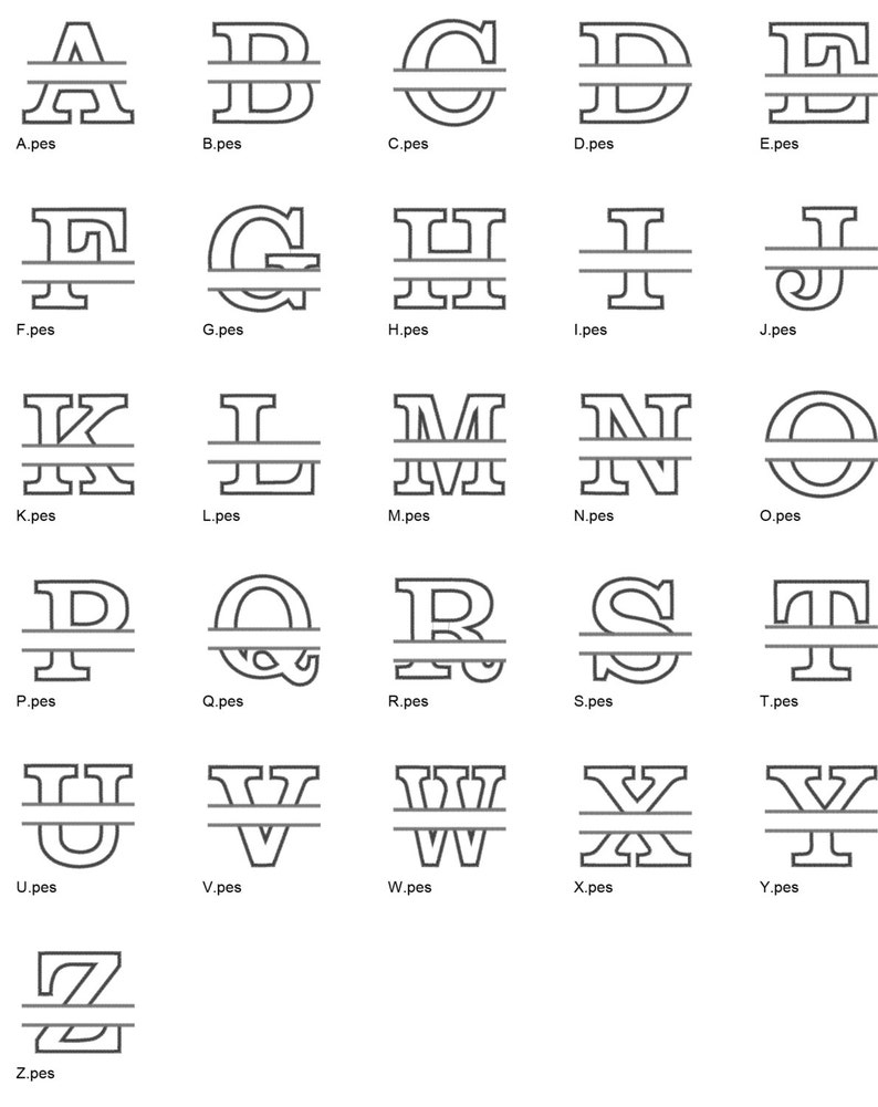 Split Font Applique Embroidery Design Set - Instant Download - Etsy