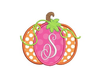 Pumpkin Monogram Frame Embroidery Design - Instant Download