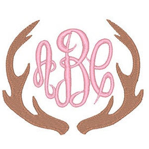Antler Monogram Frame Embroidery Design Instant Download | Etsy